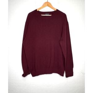 Land's End Mens Size XL 46-49 Marron Burgandy Wool Crew Neck Sweater Outdoor
